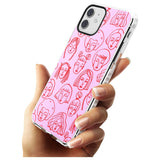 Girl Portrait Doodles in Pink & Red Impact Phone Case for iPhone 11