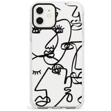 Continuous Line Faces: Black on Clear Slim TPU Phone Case for iPhone 11