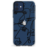 Continuous Line Faces: Black on Clear Slim TPU Phone Case for iPhone 11