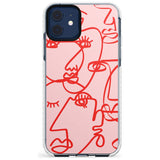 Continuous Line Faces: Red on Pink Slim TPU Phone Case for iPhone 11