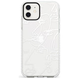 Continuous Line Faces: White on Clear Slim TPU Phone Case for iPhone 11