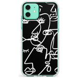 Continuous Line Faces: White on Black Slim TPU Phone Case for iPhone 11