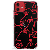 Continuous Line Faces: Clear on Black Slim TPU Phone Case for iPhone 11