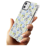 Blue Flora Transparent Floral Impact Phone Case for iPhone 11