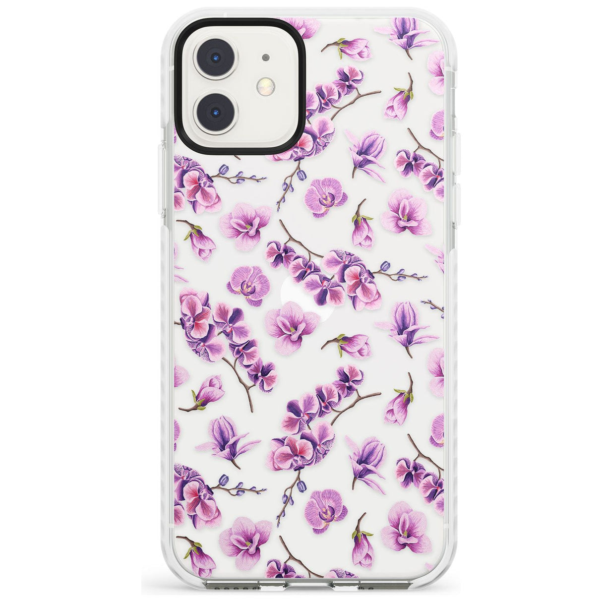 Purple Orchids Transparent Floral Impact Phone Case for iPhone 11