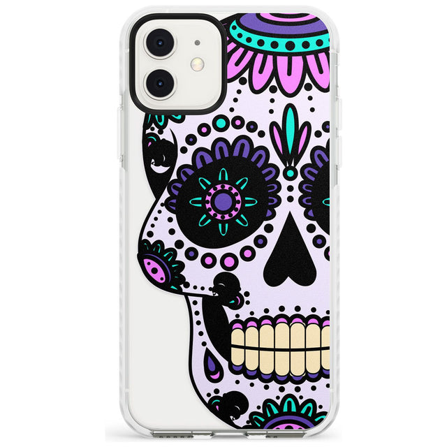 Violet Sugar Skull Impact Phone Case for iPhone 11