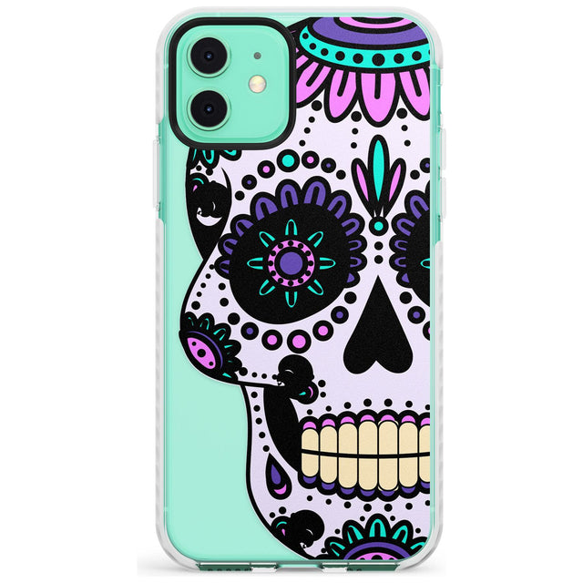 Violet Sugar Skull Impact Phone Case for iPhone 11