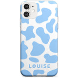 Personalised Blue and White Cow Print Slim TPU Phone Case for iPhone 11