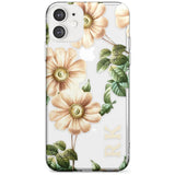 Custom Clear Vintage Floral Cream Anemones Slim TPU Phone Case for iPhone 11