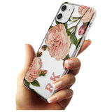 Custom Clear Vintage Floral Pale Pink Peonies Slim TPU Phone Case for iPhone 11