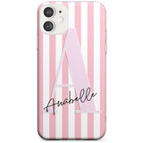 Pink Stripes & Large Monogram iPhone Case  Slim Case Custom Phone Case - Case Warehouse