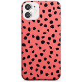 Black on Salmon Pink Dalmatian Polka Dot Spots Slim TPU Phone Case for iPhone 11