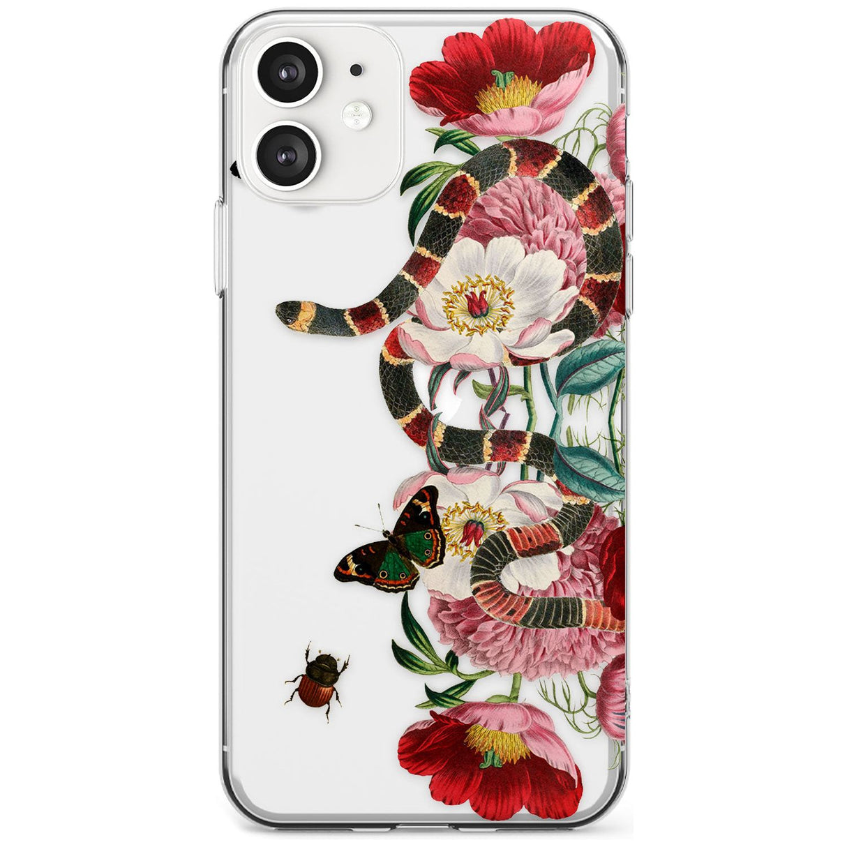 Floral Snake Black Impact Phone Case for iPhone 11