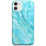 Bright Blue Onyx Marble Texture Black Impact Phone Case for iPhone 11