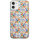 Floral Rabbit Pattern in Rainbow Black Impact Phone Case for iPhone 11