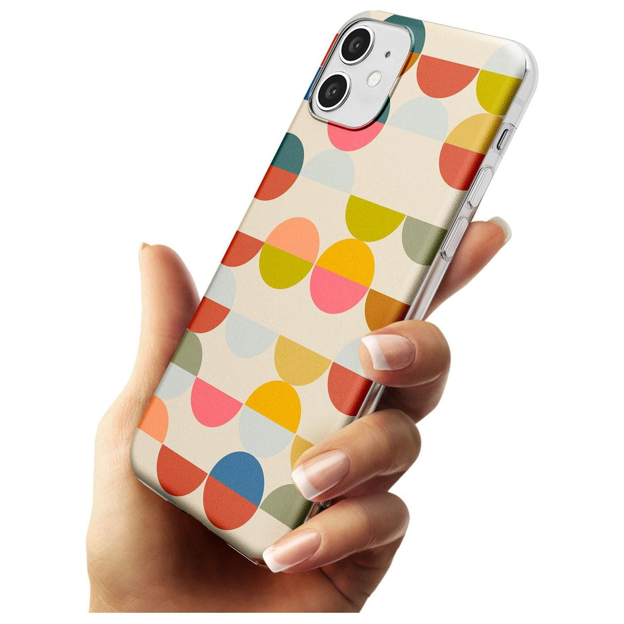 Abstract Retro Shapes: Colourful Circles Black Impact Phone Case for iPhone 11