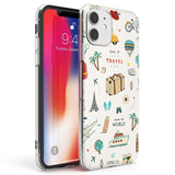 Cute Travel Pattern Cream Phone Case iPhone 11 / Clear Case,iPhone 12 / Clear Case,iPhone 12 Mini / Clear Case Blanc Space