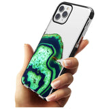 Neon Green & Blue Agate Crystal Transparent Design Black Impact Phone Case for iPhone 11 Pro Max