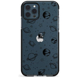 Outer Space Outlines: Black on Clear Pink Fade Impact Phone Case for iPhone 11