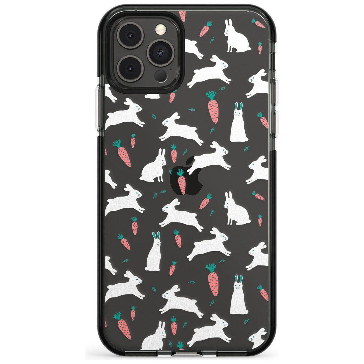 White Bunnies and Carrots Black Impact Phone Case for iPhone 11