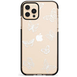 White Butterfly Line Pattern Black Impact Phone Case for iPhone 11