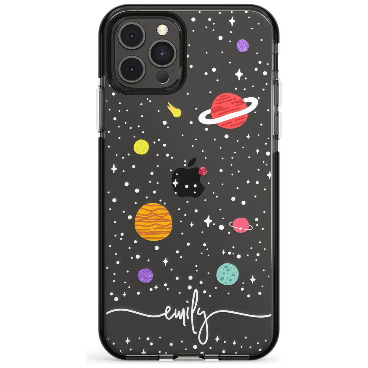 Custom Cute Cartoon Planets (Clear) Pink Fade Impact Phone Case for iPhone 11