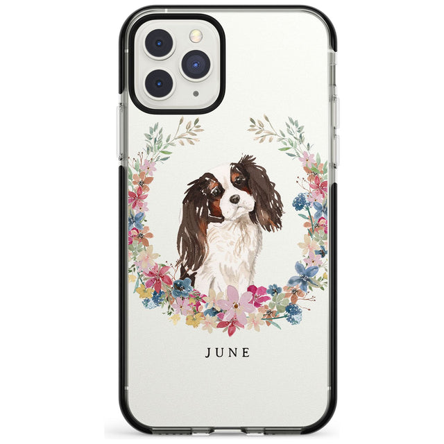 Tri Coloured King Charles Watercolour Dog Portrait Black Impact Phone Case for iPhone 11 Pro Max