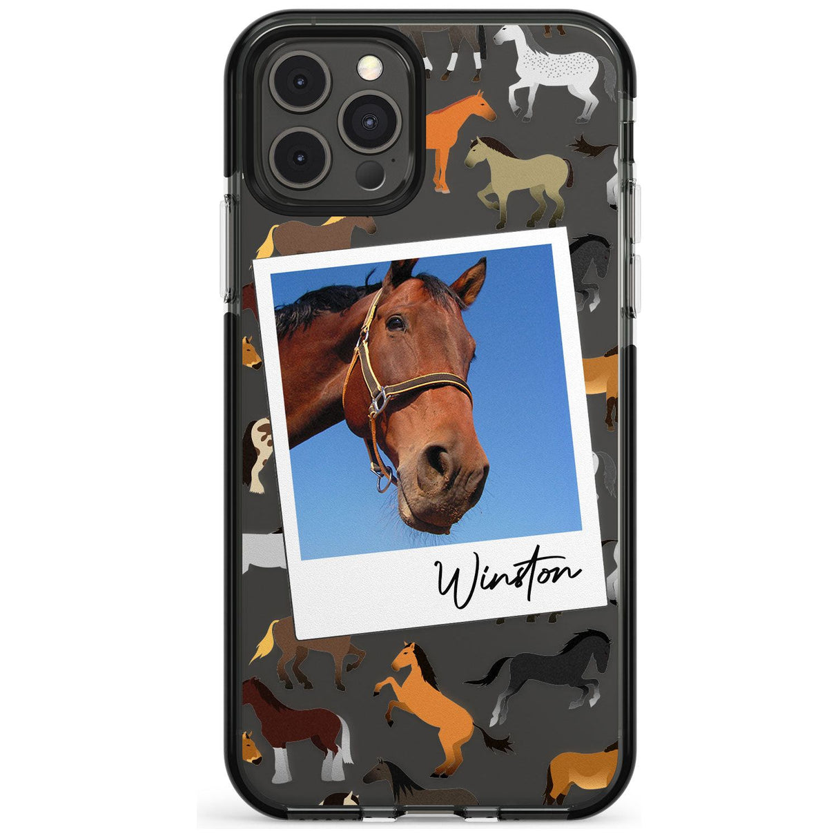 Personalised Horse Polaroid Black Impact Phone Case for iPhone 11