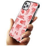 Red Tiger Outlines on Pink iPhone Case   Custom Phone Case - Case Warehouse