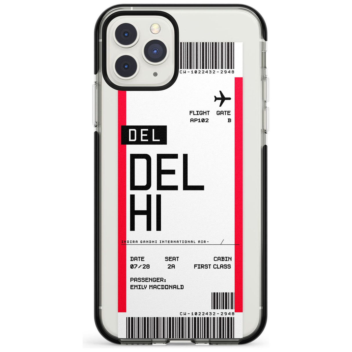 Delhi Boarding Pass iPhone Case  Black Impact Custom Phone Case - Case Warehouse