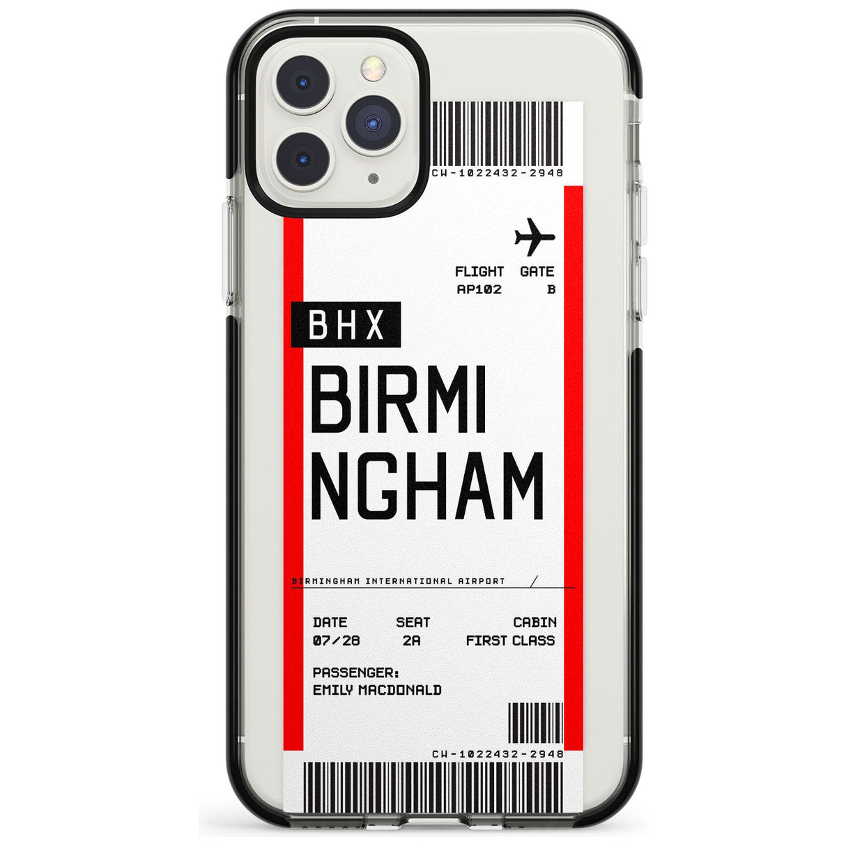 Birmingham Boarding Pass  Black Impact Custom Phone Case - Case Warehouse