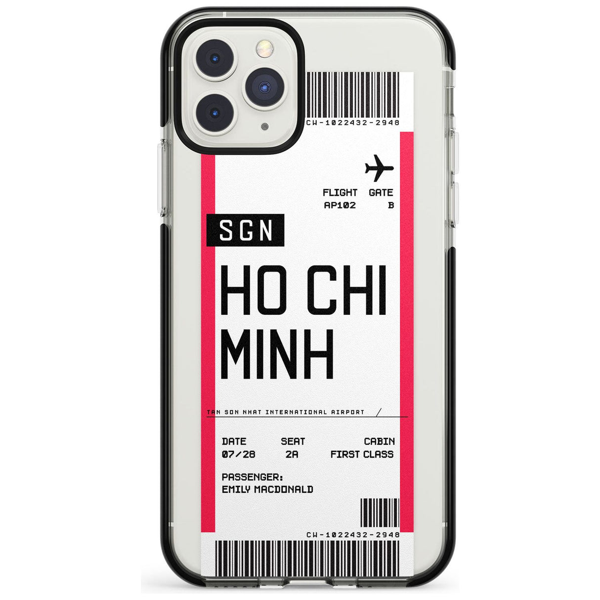 Ho Chi Minh City Boarding Pass iPhone Case  Black Impact Custom Phone Case - Case Warehouse