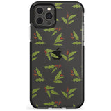 Christmas Holly Pattern Black Impact Phone Case for iPhone 11