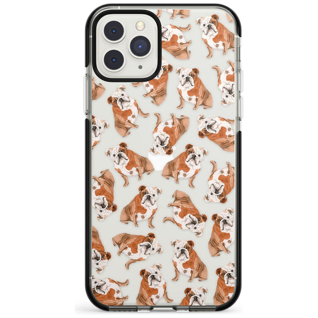 English Bulldog Watercolour Dog Pattern Phone Case iPhone 11 Pro Max / Black Impact Case,iPhone 11 Pro / Black Impact Case,iPhone 12 Pro Max / Black Impact Case Blanc Space