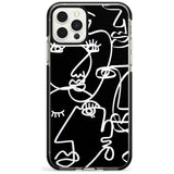 Continuous Line Faces: White on Black Pink Fade Impact Phone Case for iPhone 11