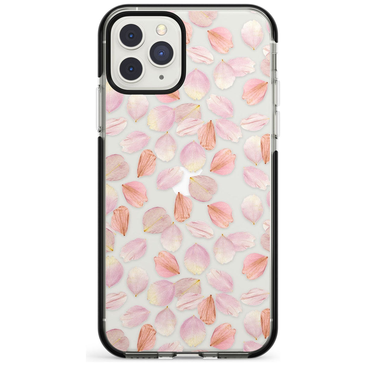 Pink Petals Transparent Design Black Impact Phone Case for iPhone 11 Pro Max