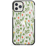 Spring Tulips Transparent Floral Black Impact Phone Case for iPhone 11 Pro Max