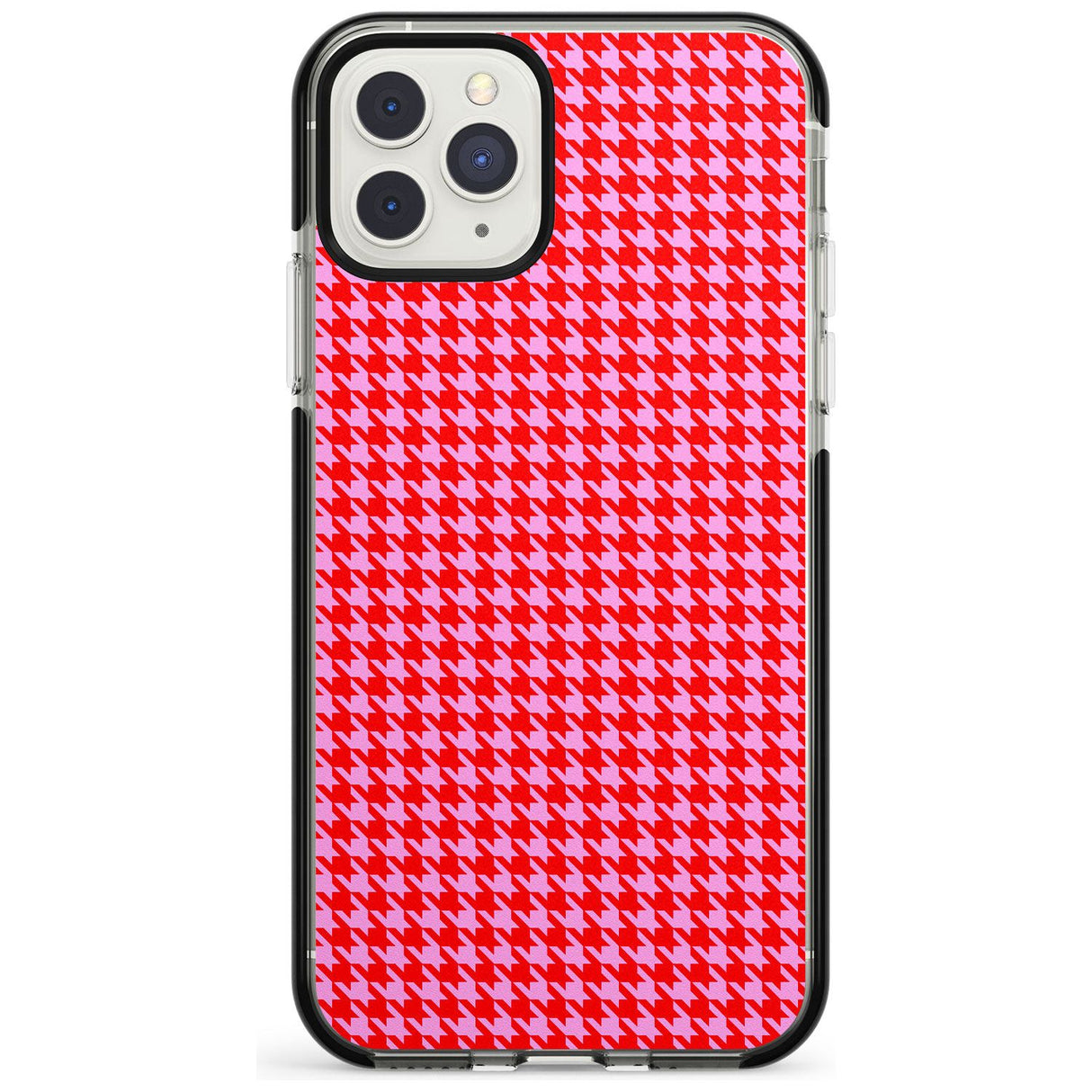 Neon Pink & Red Houndstooth Pattern Black Impact Phone Case for iPhone 11 Pro Max