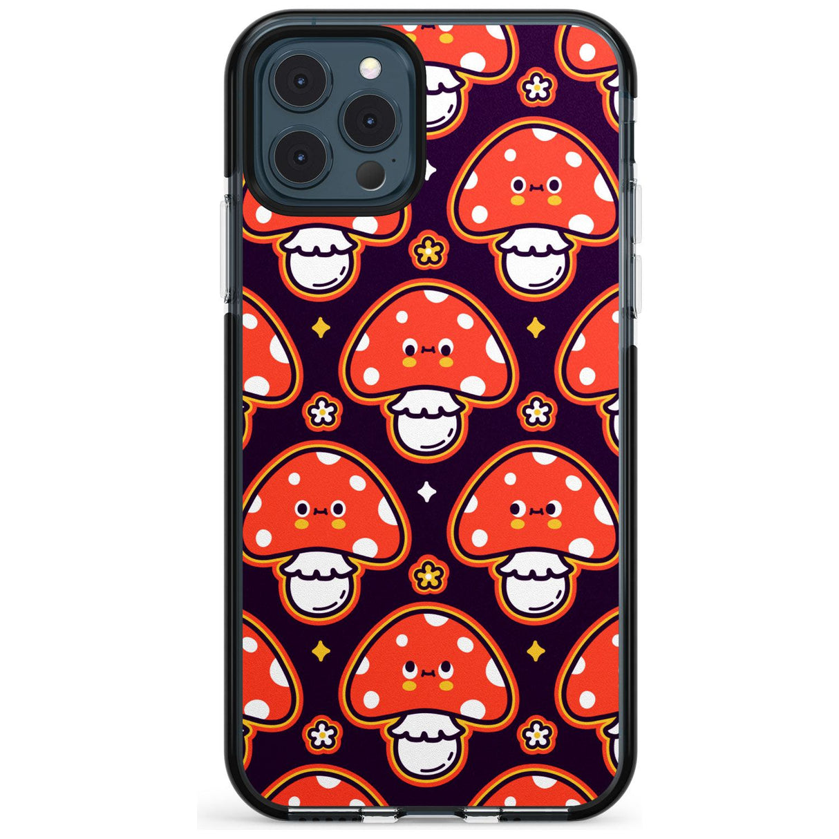 Mushroom Kawaii Pattern Black Impact Phone Case for iPhone 11