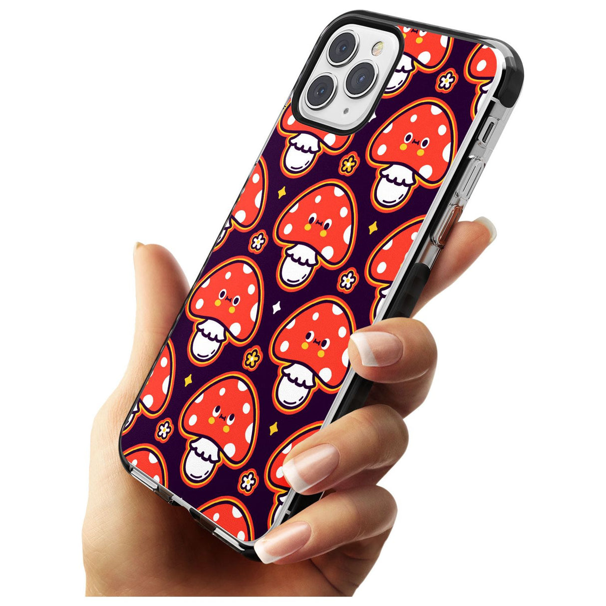 Mushroom Kawaii Pattern Black Impact Phone Case for iPhone 11