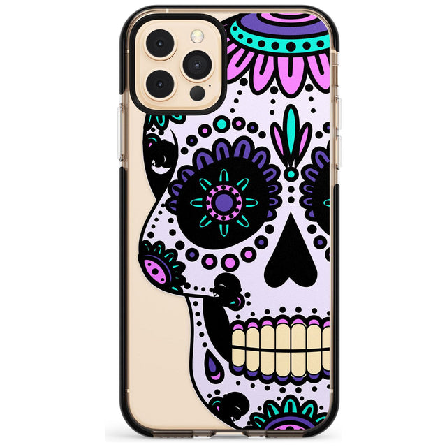 Violet Sugar Skull Black Impact Phone Case for iPhone 11