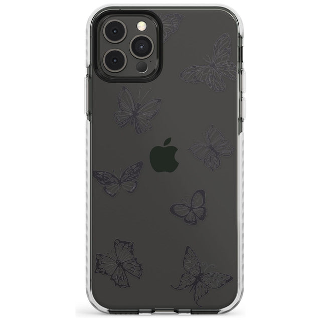 Grey Butterfly Line Pattern Impact Phone Case for iPhone 11 Pro Max