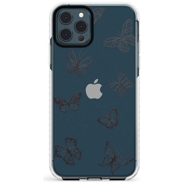 Grey Butterfly Line Pattern Impact Phone Case for iPhone 11 Pro Max