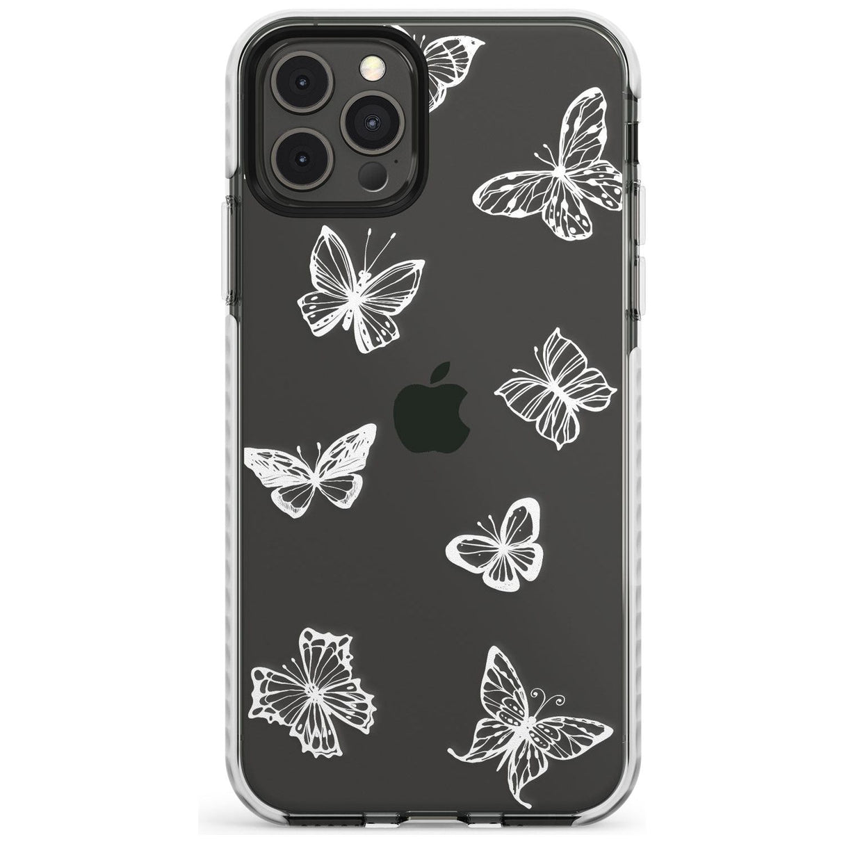 White Butterfly Line Pattern Impact Phone Case for iPhone 11 Pro Max