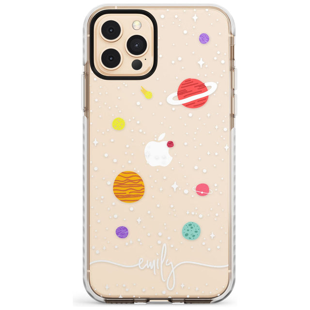 Custom Cute Cartoon Planets (Clear) Slim TPU Phone Case for iPhone 11 Pro Max