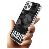 Horizontal Name Personalised Black Camouflage Impact Phone Case for iPhone 11 Pro Max