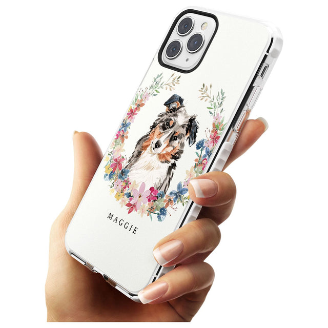 Australian Shepherd Watercolour Dog Portrait Impact Phone Case for iPhone 11 Pro Max