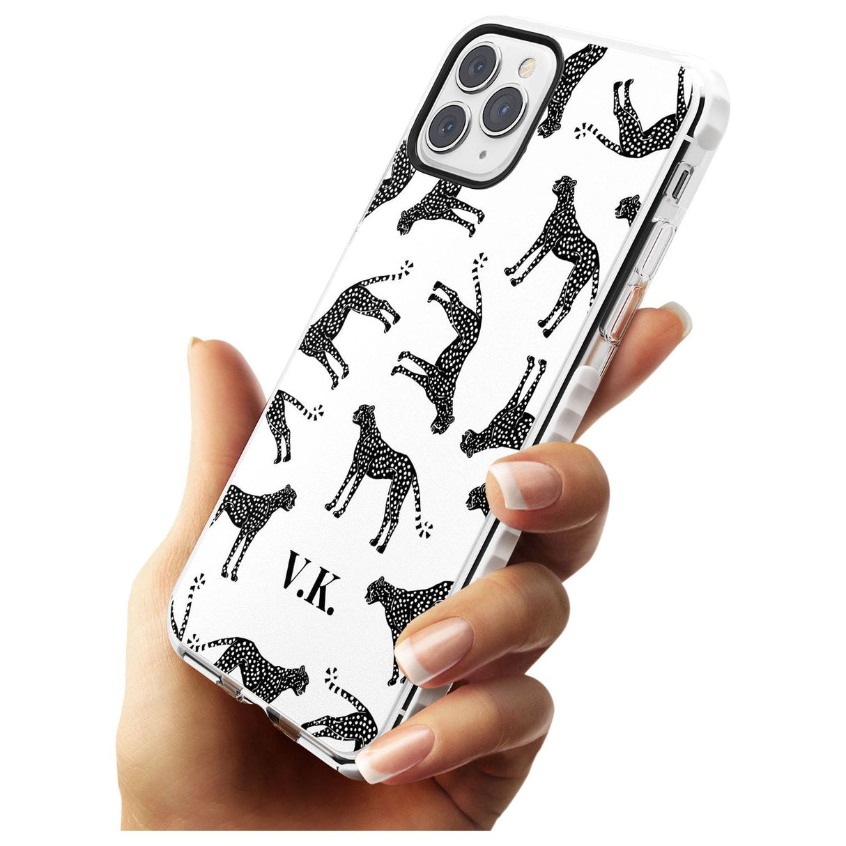 Personalised Cheetah Pattern: Black & White Slim TPU Phone Case for iPhone 11 Pro Max