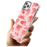 Red Tiger Outlines on Pink iPhone Case   Custom Phone Case - Case Warehouse