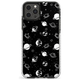 White Planets on Black Slim TPU Phone Case for iPhone 11 Pro Max